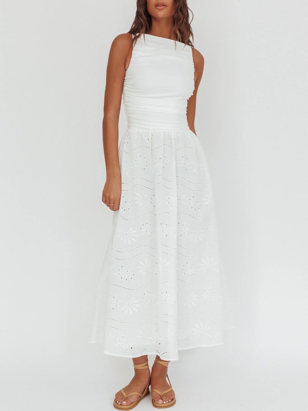 Selfie Leslie | White Eyelet Maxi Dress by Indi Luxe